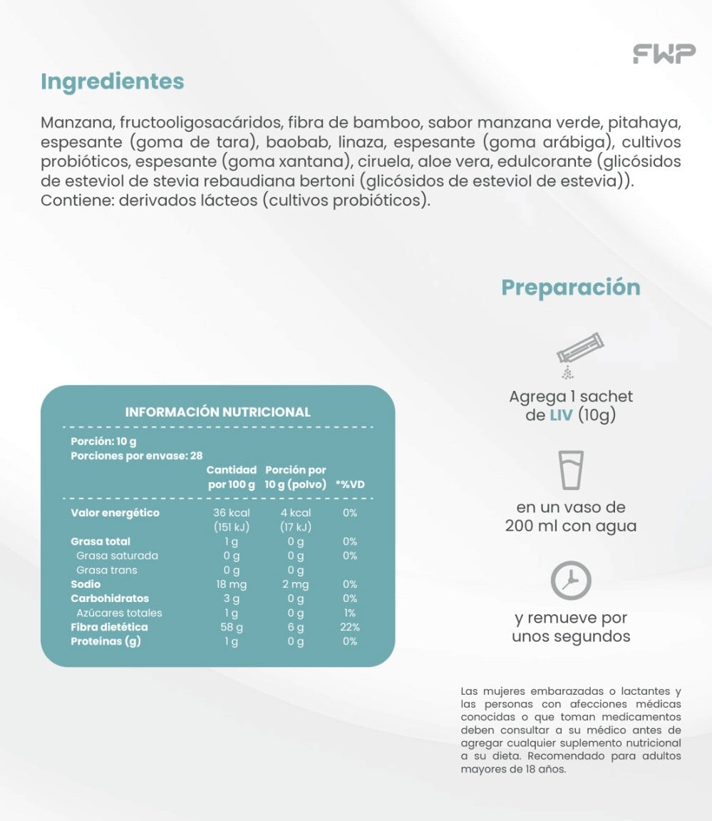 Ingredientes e información nutricional de LIV